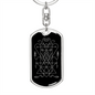 Sacred Geometry Ancient Design Playing Cards Keychain Stainless Steel or 18k Gold Dog Tag Keyring-Express Your Love Gifts