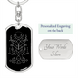 Sacred Geometry Ancient Design with Quarter Moon Keychain Stainless Steel or 18k Gold Dog Tag Keyring-Express Your Love Gifts