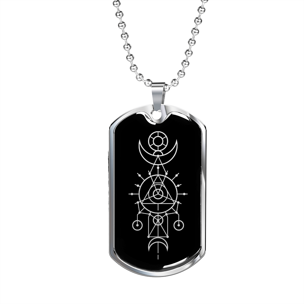 Sacred Geometry Ancient Drawings Necklace Stainless Steel or 18k Gold Dog Tag-Express Your Love Gifts