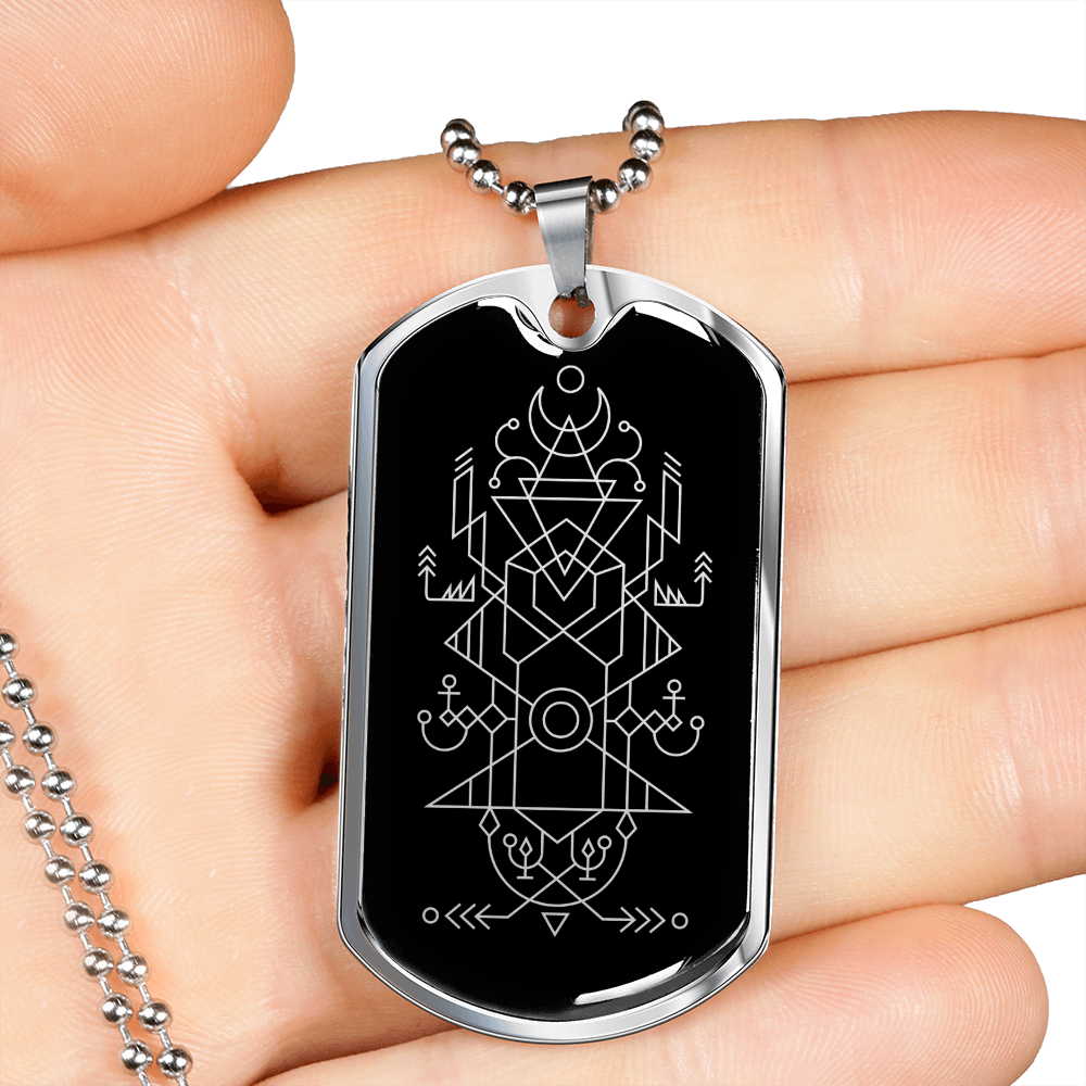 Sacred Geometry Ancient Woman Design Necklace Stainless Steel or 18k Gold Dog Tag-Express Your Love Gifts