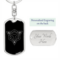 Sacred Geometry Boomerang White Keychain Stainless Steel or 18k Gold Dog Tag Keyring-Express Your Love Gifts