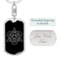 Sacred Geometry Circular Triangle Keychain Stainless Steel or 18k Gold Dog Tag Keyring-Express Your Love Gifts