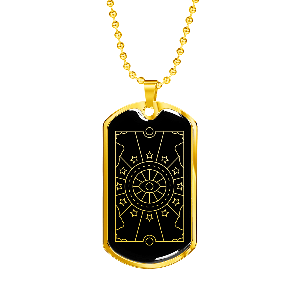 Sacred Geometry Diamond Star Circle in Rectangle Necklace Stainless Steel or 18k Gold Dog Tag-Express Your Love Gifts