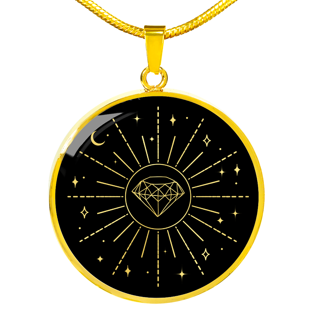 Sacred Geometry Diamond Sun Circle Necklace Stainless Steel or 18k Gold 18-22"-Express Your Love Gifts