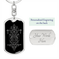 Sacred Geometry Egyptian Sketching Keychain Stainless Steel or 18k Gold Dog Tag Keyring-Express Your Love Gifts