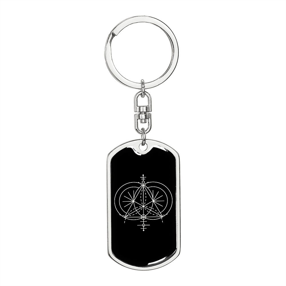 Sacred Geometry Equilateral Triangle Keychain Stainless Steel or 18k Gold Dog Tag Keyring-Express Your Love Gifts