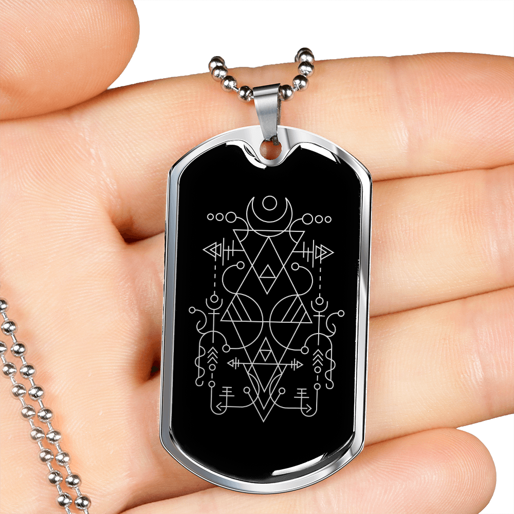Sacred Geometry Flipped Triangle Necklace Stainless Steel or 18k Gold Dog Tag-Express Your Love Gifts