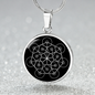 Sacred Geometry Flower Inside Polygon Black Circle Necklace Stainless Steel or 18k Gold 18-22"-Express Your Love Gifts