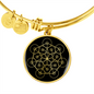 Sacred Geometry Flower Inside Polygon Bracelet Stainless Steel or 18k Gold Circle Bangle-Express Your Love Gifts