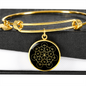 Sacred Geometry Flower Inside Polygon Bracelet Stainless Steel or 18k Gold Circle Bangle-Express Your Love Gifts