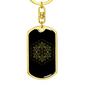 Sacred Geometry Flower Life Keychain Stainless Steel or 18k Gold Dog Tag Keyring-Express Your Love Gifts