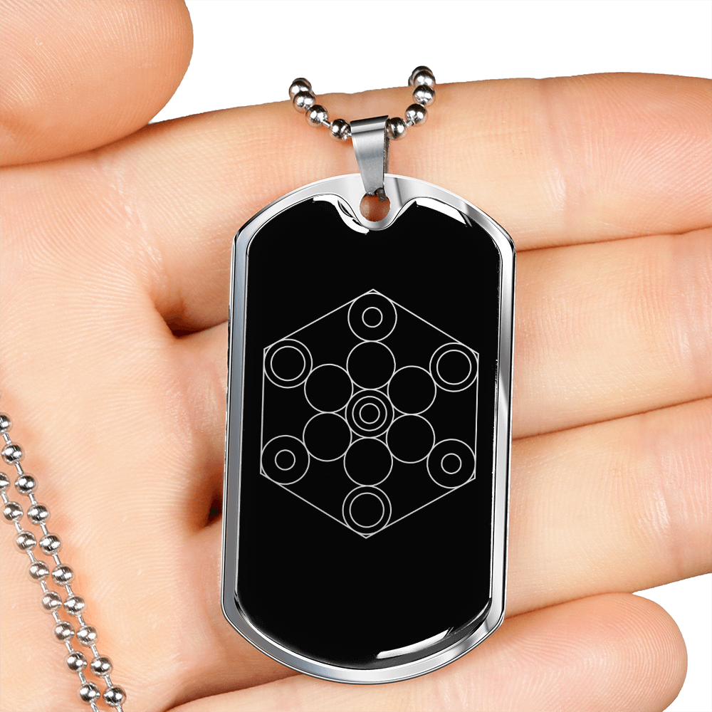 Sacred Geometry Fruit of Life Stylized Version Necklace Stainless Steel or 18k Gold Dog Tag-Express Your Love Gifts