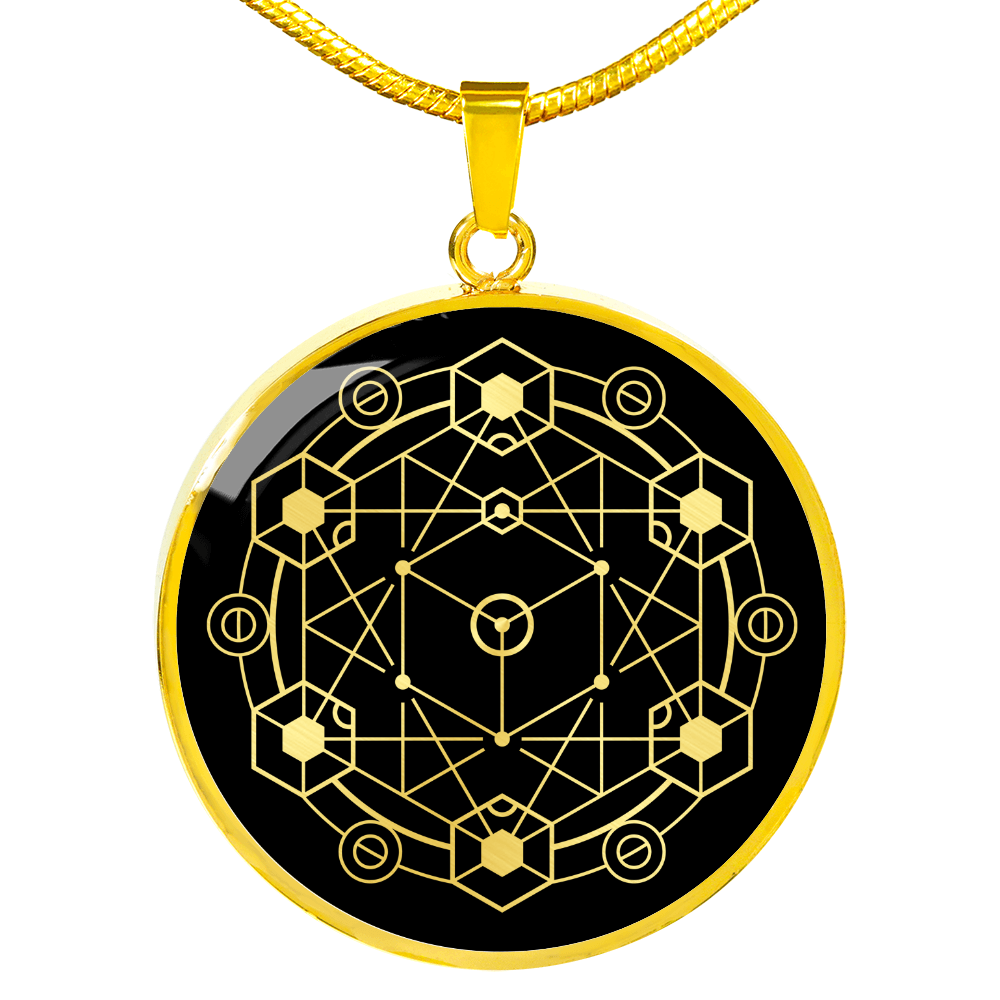 Sacred Geometry Hexagons in Circle Circle Necklace Stainless Steel or 18k Gold 18-22"-Express Your Love Gifts