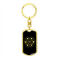 Sacred Geometry Hexagons Keychain Stainless Steel or 18k Gold Dog Tag Keyring-Express Your Love Gifts