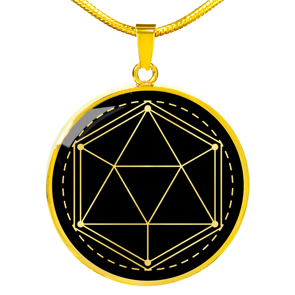 Sacred Geometry Icosahedron Stylized Version Circle Necklace Stainless Steel or 18k Gold 18-22"-Express Your Love Gifts