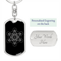 Sacred Geometry Metatron's Cube Keychain Stainless Steel or 18k Gold Dog Tag Keyring-Express Your Love Gifts