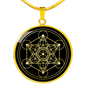 Sacred Geometry Metatron's Cube Stylized Version Circle Necklace Stainless Steel or 18k Gold 18-22"-Express Your Love Gifts