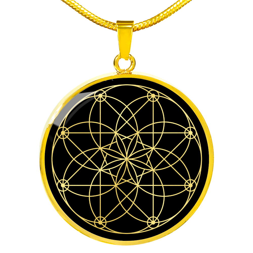 Sacred Geometry Overlapping Oblongs Circle Necklace Stainless Steel or 18k Gold 18-22"-Express Your Love Gifts