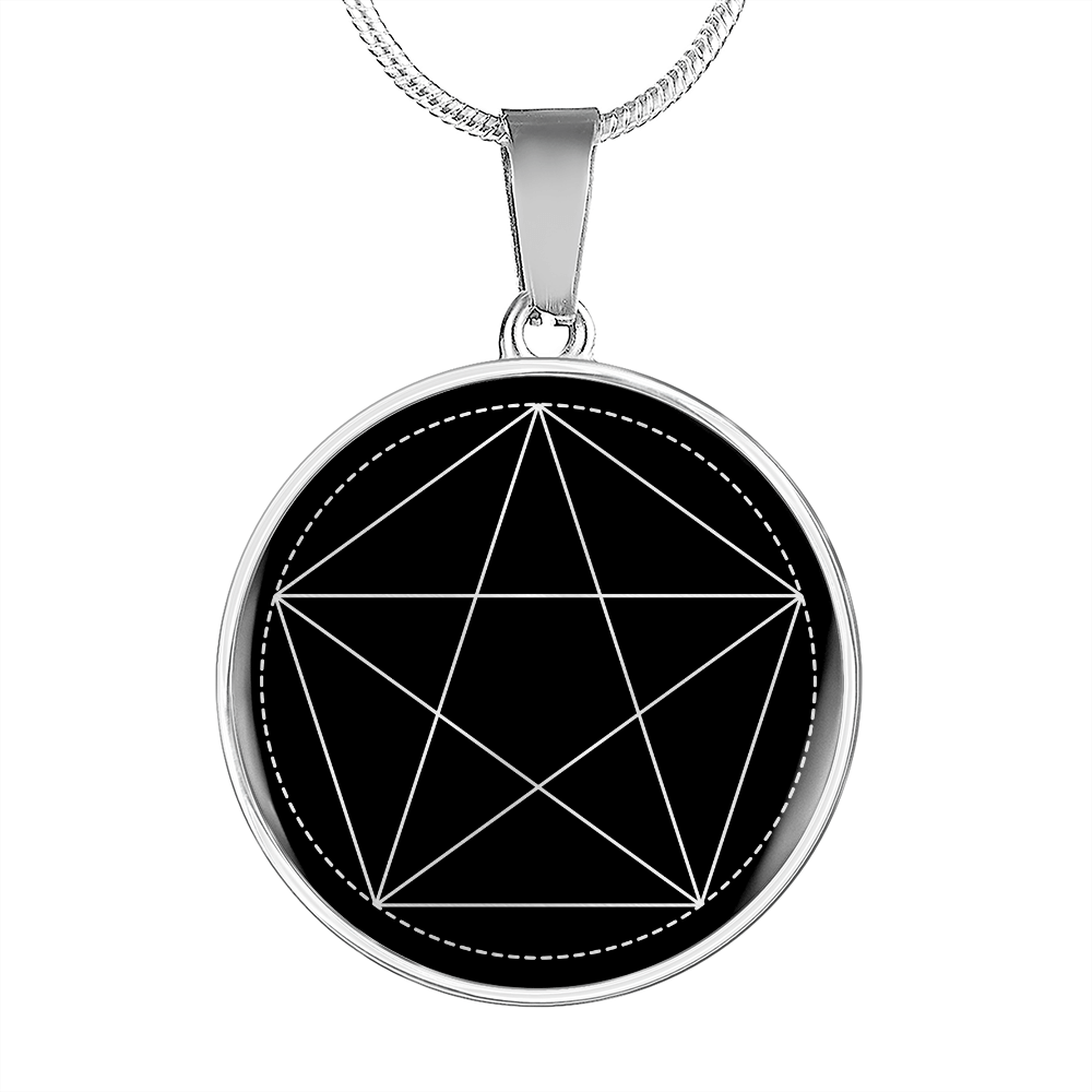 Sacred Geometry Pentagram Circle Necklace Stainless Steel or 18k Gold 18-22"-Express Your Love Gifts