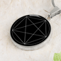 Sacred Geometry Pentagram Circle Necklace Stainless Steel or 18k Gold 18-22"-Express Your Love Gifts