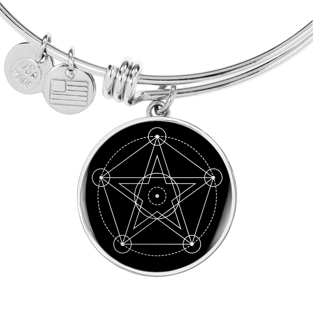 Sacred Geometry Pentagram Stylized Version Bracelet Stainless Steel or 18k Gold Circle Bangle-Express Your Love Gifts