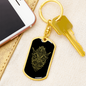 Sacred Geometry Robot Face Keychain Stainless Steel or 18k Gold Dog Tag Keyring-Express Your Love Gifts