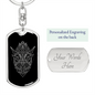 Sacred Geometry Robot Face Keychain Stainless Steel or 18k Gold Dog Tag Keyring-Express Your Love Gifts