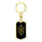 Sacred Geometry Robot Face Keychain Stainless Steel or 18k Gold Dog Tag Keyring-Express Your Love Gifts