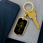 Sacred Geometry Robot Stick Keychain Stainless Steel or 18k Gold Dog Tag Keyring-Express Your Love Gifts