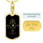 Sacred Geometry Robot Stick Keychain Stainless Steel or 18k Gold Dog Tag Keyring-Express Your Love Gifts