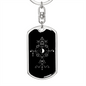 Sacred Geometry Robot Stick Keychain Stainless Steel or 18k Gold Dog Tag Keyring-Express Your Love Gifts