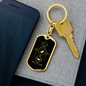 Sacred Geometry Shapes Robot Black Keychain Stainless Steel or 18k Gold Dog Tag Keyring-Express Your Love Gifts