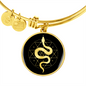 Sacred Geometry Snake in Circle Triangle Bracelet Stainless Steel or 18k Gold Circle Bangle-Express Your Love Gifts