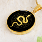 Sacred Geometry Snake in Circle Triangle Circle Necklace Stainless Steel or 18k Gold 18-22"-Express Your Love Gifts