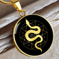 Sacred Geometry Snake in Circle Triangle Circle Necklace Stainless Steel or 18k Gold 18-22"-Express Your Love Gifts