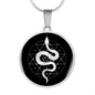 Sacred Geometry Snake in Circle Triangle Circle Necklace Stainless Steel or 18k Gold 18-22"-Express Your Love Gifts