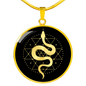 Sacred Geometry Snake in Circle Triangle Circle Necklace Stainless Steel or 18k Gold 18-22"-Express Your Love Gifts