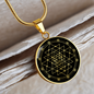 Sacred Geometry Sri Yantra Stylized Version Circle Necklace Stainless Steel or 18k Gold 18-22"-Express Your Love Gifts