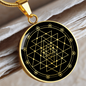 Sacred Geometry Sri Yantra Stylized Version Circle Necklace Stainless Steel or 18k Gold 18-22"-Express Your Love Gifts