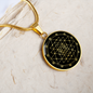 Sacred Geometry Sri Yantra Stylized Version Circle Necklace Stainless Steel or 18k Gold 18-22"-Express Your Love Gifts