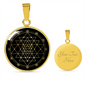 Sacred Geometry Sri Yantra Stylized Version Circle Necklace Stainless Steel or 18k Gold 18-22"-Express Your Love Gifts