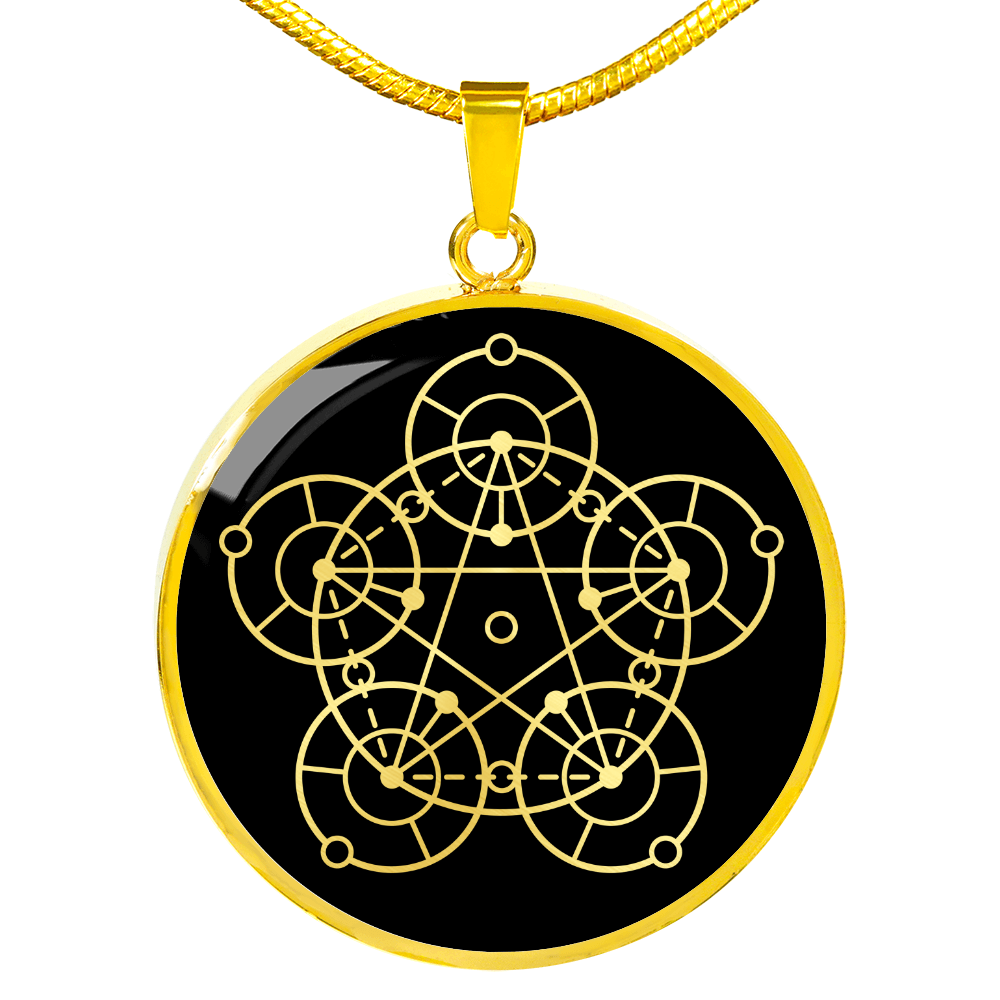 Sacred Geometry Star in Circle Circle Necklace Stainless Steel or 18k Gold 18-22"-Express Your Love Gifts