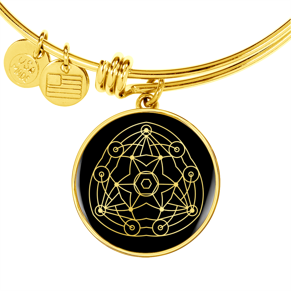 Sacred Geometry Star in Circular Traiangle Bracelet Stainless Steel or 18k Gold Circle Bangle-Express Your Love Gifts