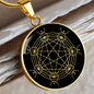 Sacred Geometry Star Lines in Cirle Circle Necklace Stainless Steel or 18k Gold 18-22"-Express Your Love Gifts