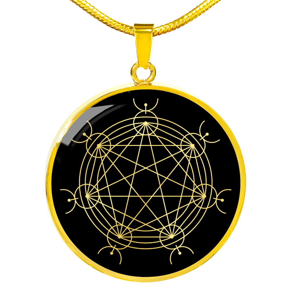 Sacred Geometry Star Lines in Cirle Circle Necklace Stainless Steel or 18k Gold 18-22"-Express Your Love Gifts