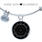 Sacred Geometry Star of David in Circle Black Bracelet Stainless Steel or 18k Gold Circle Bangle-Express Your Love Gifts