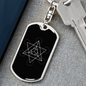 Sacred Geometry Star Tetrahedron Stylized Version Keychain Stainless Steel or 18k Gold Dog Tag Keyring-Express Your Love Gifts