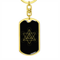 Sacred Geometry Star Tetrahedron Stylized Version Keychain Stainless Steel or 18k Gold Dog Tag Keyring-Express Your Love Gifts