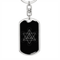 Sacred Geometry Star Tetrahedron Stylized Version Keychain Stainless Steel or 18k Gold Dog Tag Keyring-Express Your Love Gifts