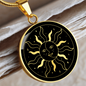Sacred Geometry Sun Face Circle Necklace Stainless Steel or 18k Gold 18-22"-Express Your Love Gifts